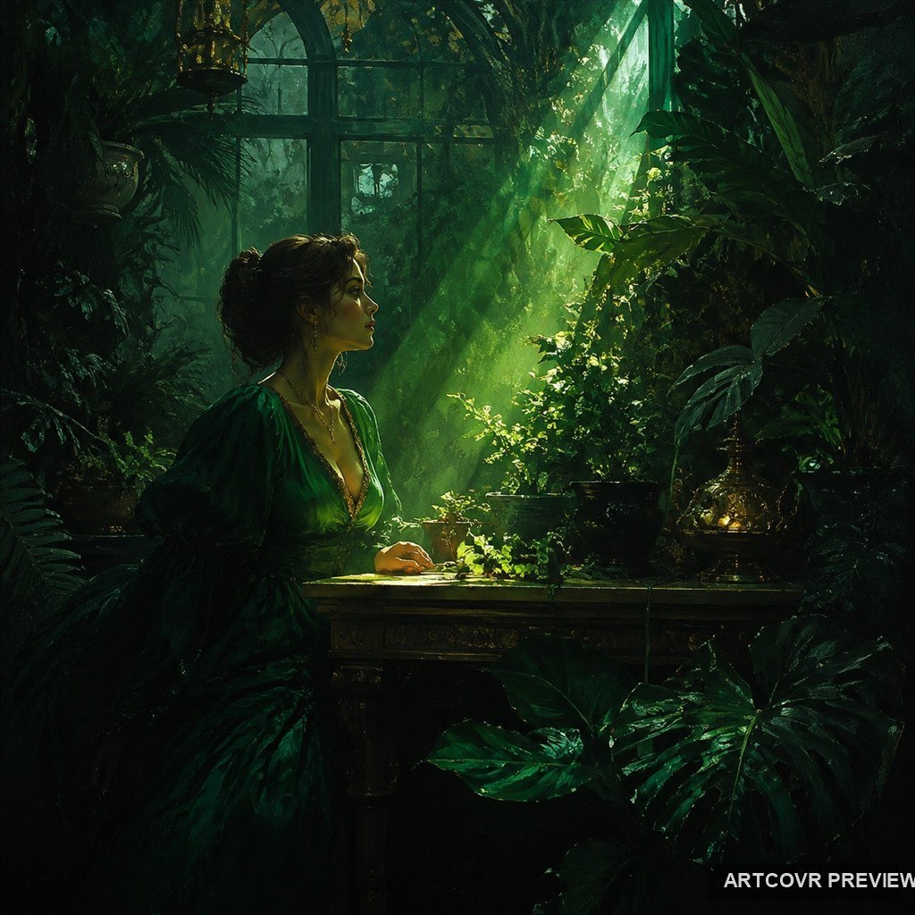 Luminous Emerald Chiaroscuro: luminous emerald chiaroscuro, surreal digital artwork.